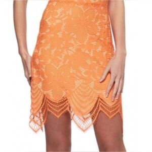 NEW For Love & Lemons Small Skirt Guava Orange Lace BOHO Festival Mini Short NWT